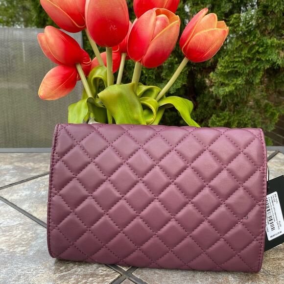 BADGLEY MISCHKA Plum Diamond Quilt Convertible Envelope Crossbody Bag $129 NEW - Picture 6 of 16